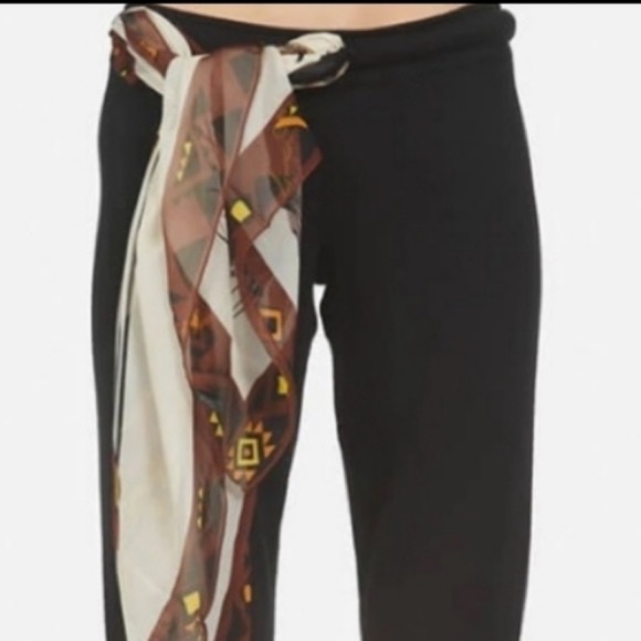 LAUREN MOSHI BLACK JOGGERS WITH SILK WAIST SCARF SIZE SMALL - Picture 2 of 4